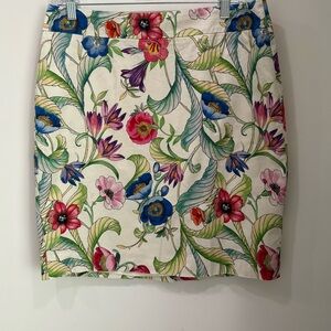 Ann Taylor Factory Women Floral Pencil Skirt Lined Back Zip Office Casual Sz 10P